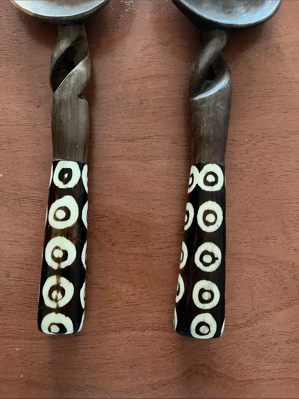 Wood & Cream Decorative Salad Serving Set - Made in Kenya